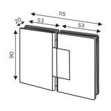 OZONE OSSH-22-ED-PSS Glass to Glass Hinge 180°